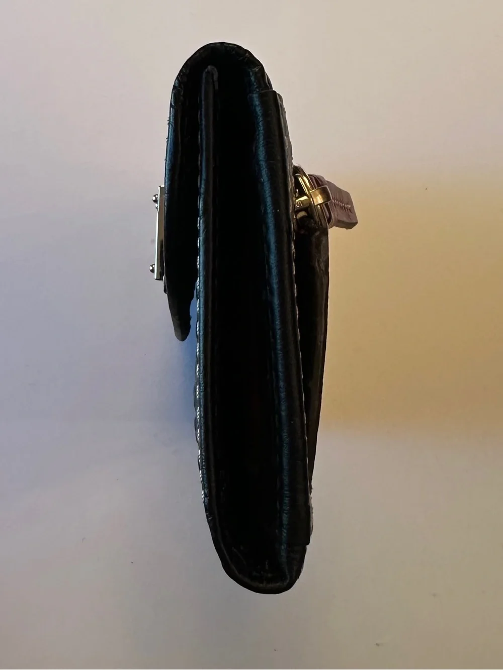 DOONEY & BOURKE BLACK OSTRICH-EMBOSSED CONTINENTIAL CLUTCH